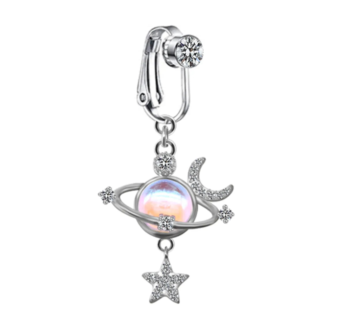 1 Piece Belly Rings Sexy Heart Shape Butterfly Planet Stainless Steel Plating Inlay Rhinestones Belly Ring