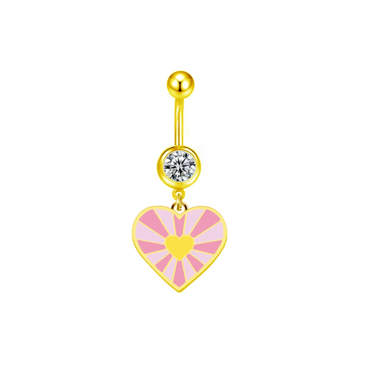 1 Piece Belly Rings Sexy Heart Shape Flower Butterfly Stainless Steel Enamel Plating Inlay Rhinestones Belly Ring