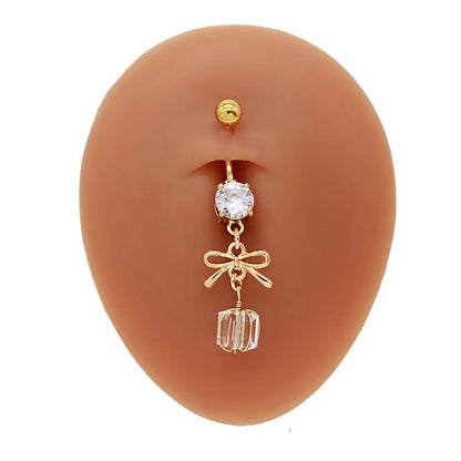 1 Piece Belly Rings Simple Style Bow Knot 316 Stainless Steel  Arylic Alloy Plating Inlay Acrylic Rhinestones Gold Plated