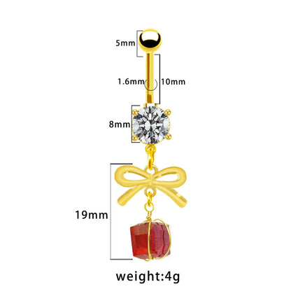 1 Piece Belly Rings Simple Style Bow Knot 316 Stainless Steel  Arylic Alloy Plating Inlay Acrylic Rhinestones Gold Plated