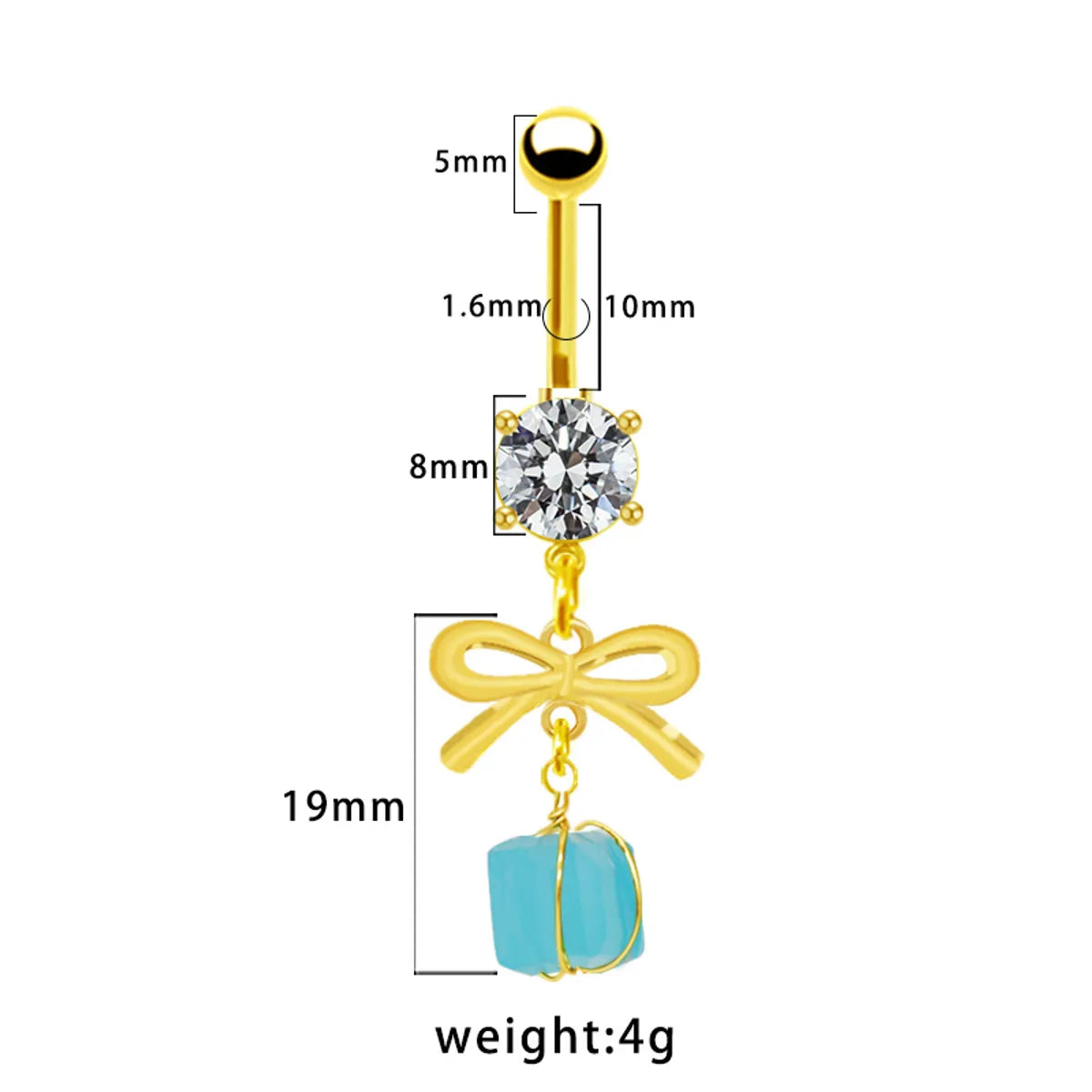 1 Piece Belly Rings Simple Style Bow Knot 316 Stainless Steel  Arylic Alloy Plating Inlay Acrylic Rhinestones Gold Plated