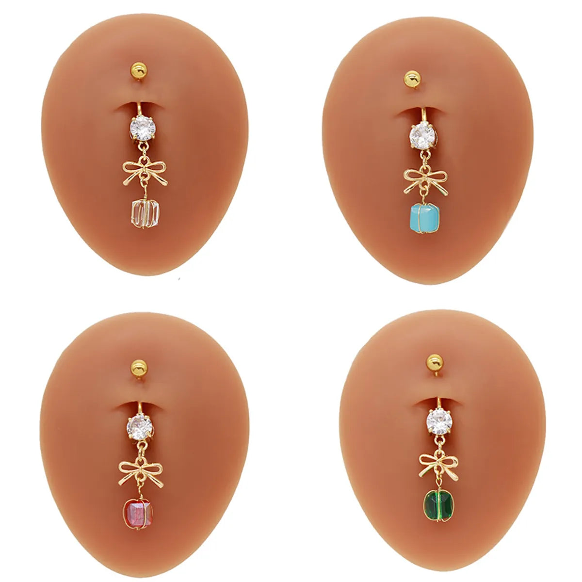 1 Piece Belly Rings Simple Style Bow Knot 316 Stainless Steel  Arylic Alloy Plating Inlay Acrylic Rhinestones Gold Plated