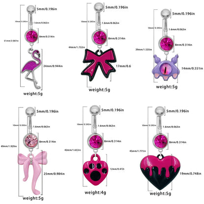 1 Piece Belly Rings Simple Style Classic Style Animal Flamingo 316 Stainless Steel  Alloy Inlay Resin Rhinestones Glass White Gold Plated Gold Plated