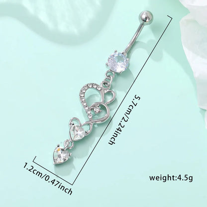 1 Piece Belly Rings Simple Style Classic Style Heart Shape 304 Stainless Steel Inlay Zircon Belly Rings