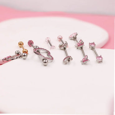 1 Piece Belly Rings Simple Style Classic Style Moon Heart Shape Daisy 316 Stainless Steel  Alloy Inlay Rhinestones Glass White Gold Plated