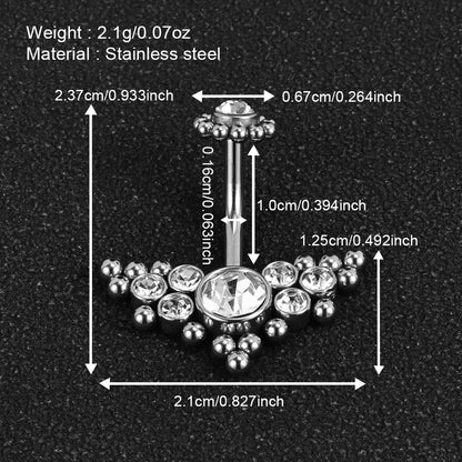 1 Piece Belly Rings Simple Style Classic Style Solid Color 302 Stainless Steel 316 Stainless Steel  Polishing Rhinestone Inlay Diamond Belly Rings