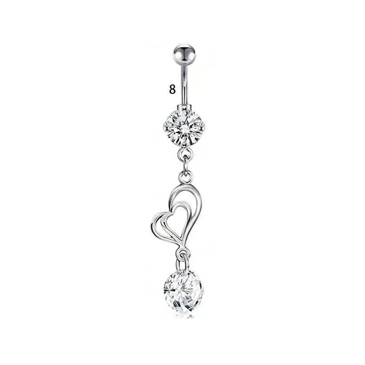 1 Piece Belly Rings Simple Style Classic Style Solid Color 304 Stainless Steel Inlay Zircon Belly Rings