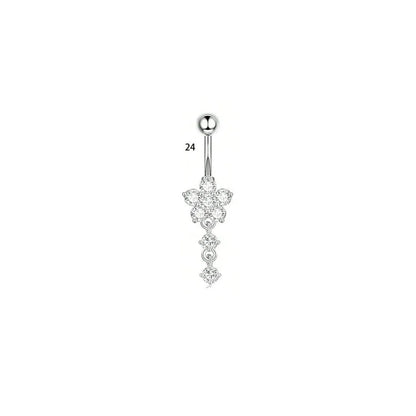 1 Piece Belly Rings Simple Style Classic Style Solid Color 304 Stainless Steel Inlay Zircon Belly Rings