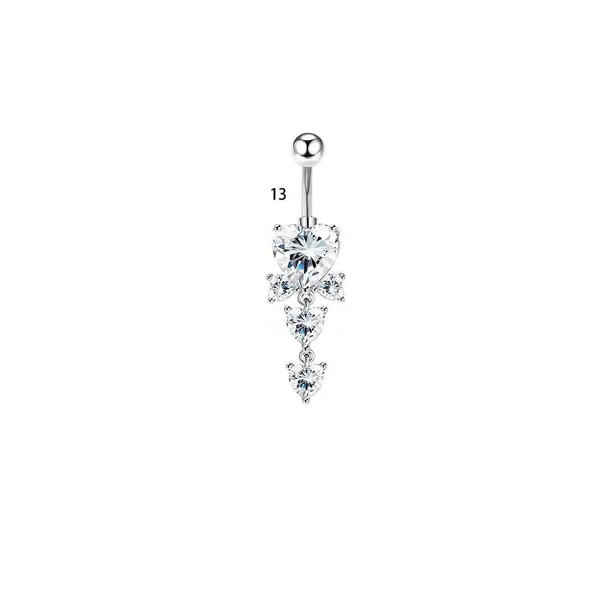 1 Piece Belly Rings Simple Style Classic Style Solid Color 304 Stainless Steel Inlay Zircon Belly Rings