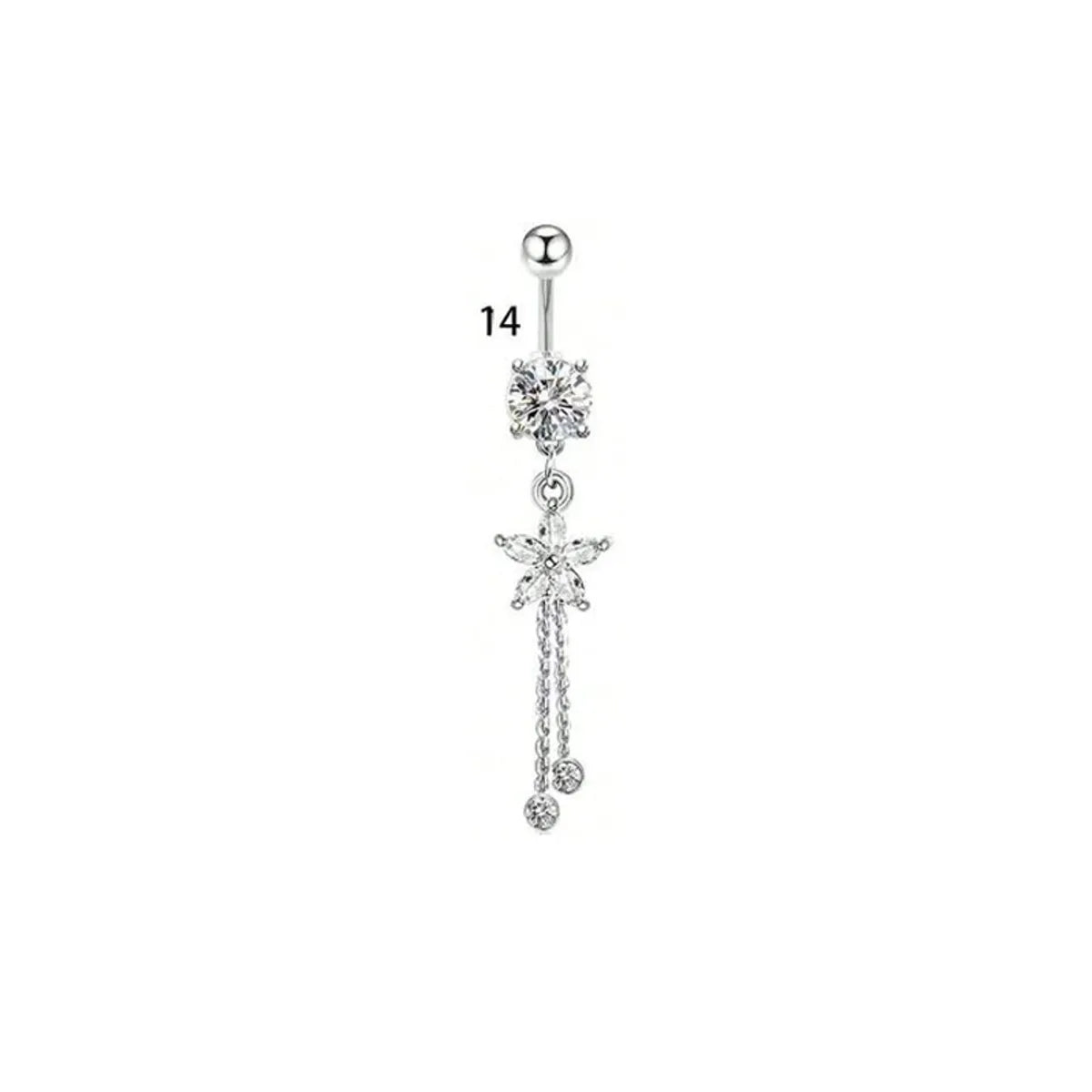 1 Piece Belly Rings Simple Style Classic Style Solid Color 304 Stainless Steel Inlay Zircon Belly Rings