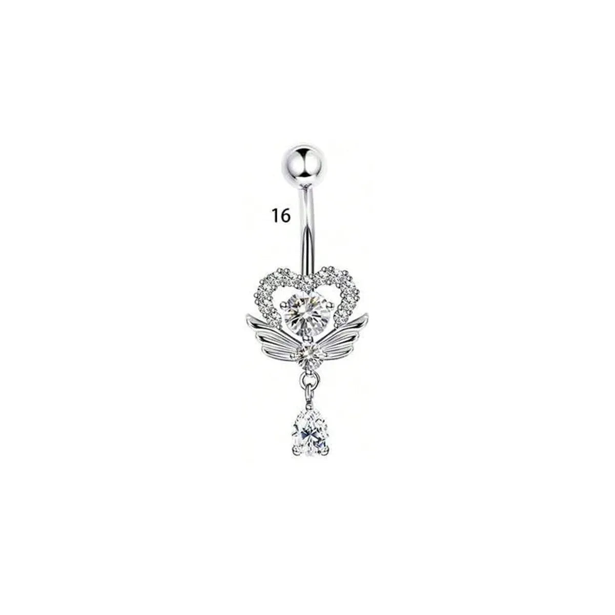 1 Piece Belly Rings Simple Style Classic Style Solid Color 304 Stainless Steel Inlay Zircon Belly Rings