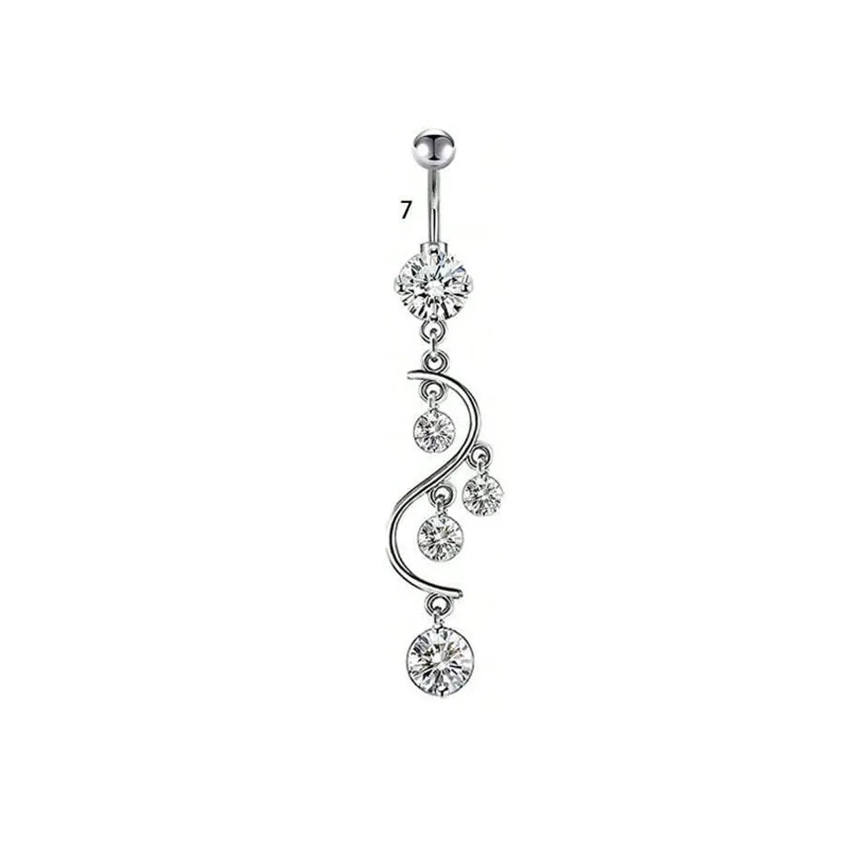 1 Piece Belly Rings Simple Style Classic Style Solid Color 304 Stainless Steel Inlay Zircon Belly Rings