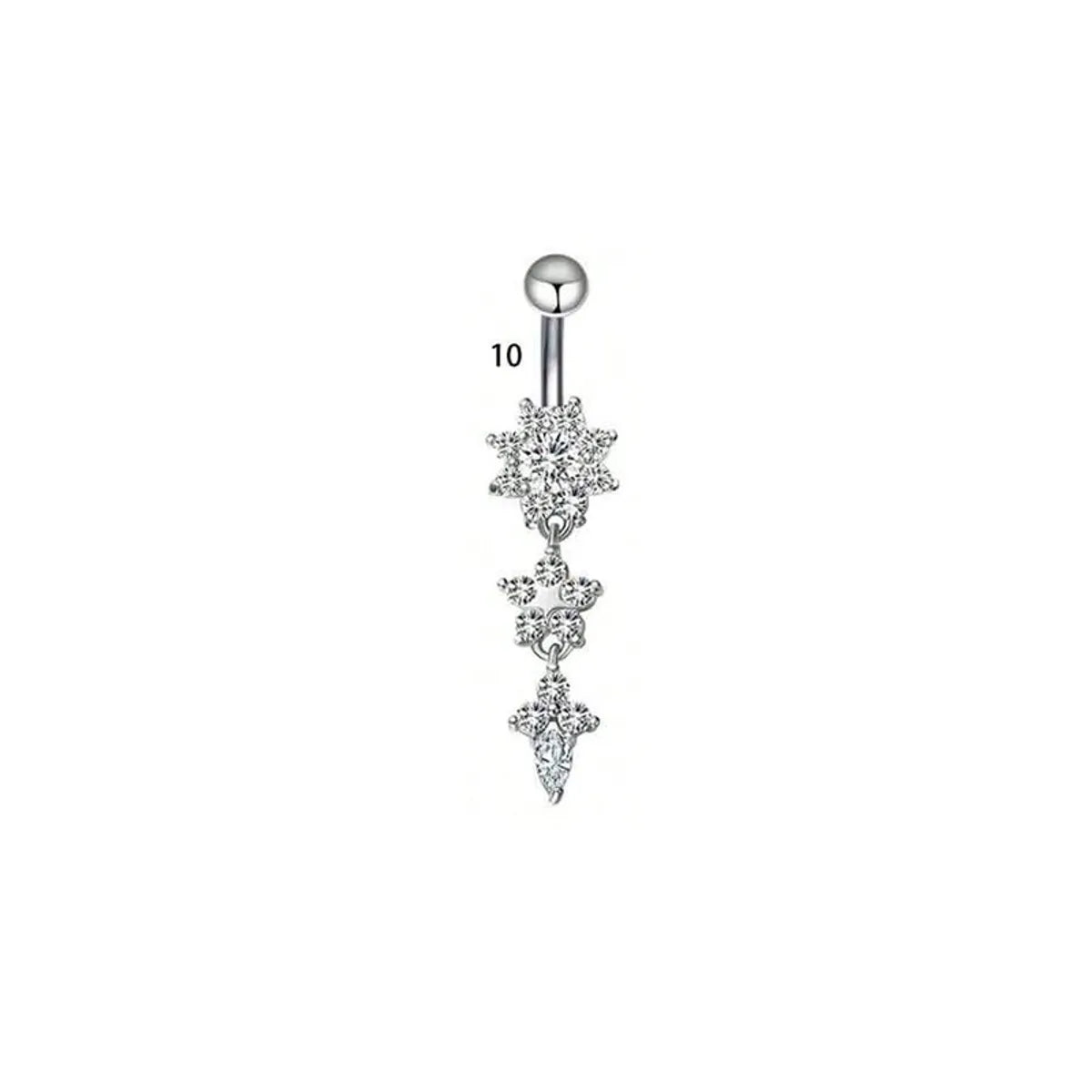 1 Piece Belly Rings Simple Style Classic Style Solid Color 304 Stainless Steel Inlay Zircon Belly Rings