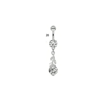 1 Piece Belly Rings Simple Style Classic Style Solid Color 304 Stainless Steel Inlay Zircon Belly Rings