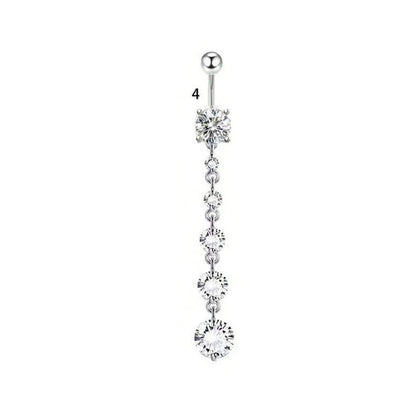 1 Piece Belly Rings Simple Style Classic Style Solid Color 304 Stainless Steel Inlay Zircon Belly Rings