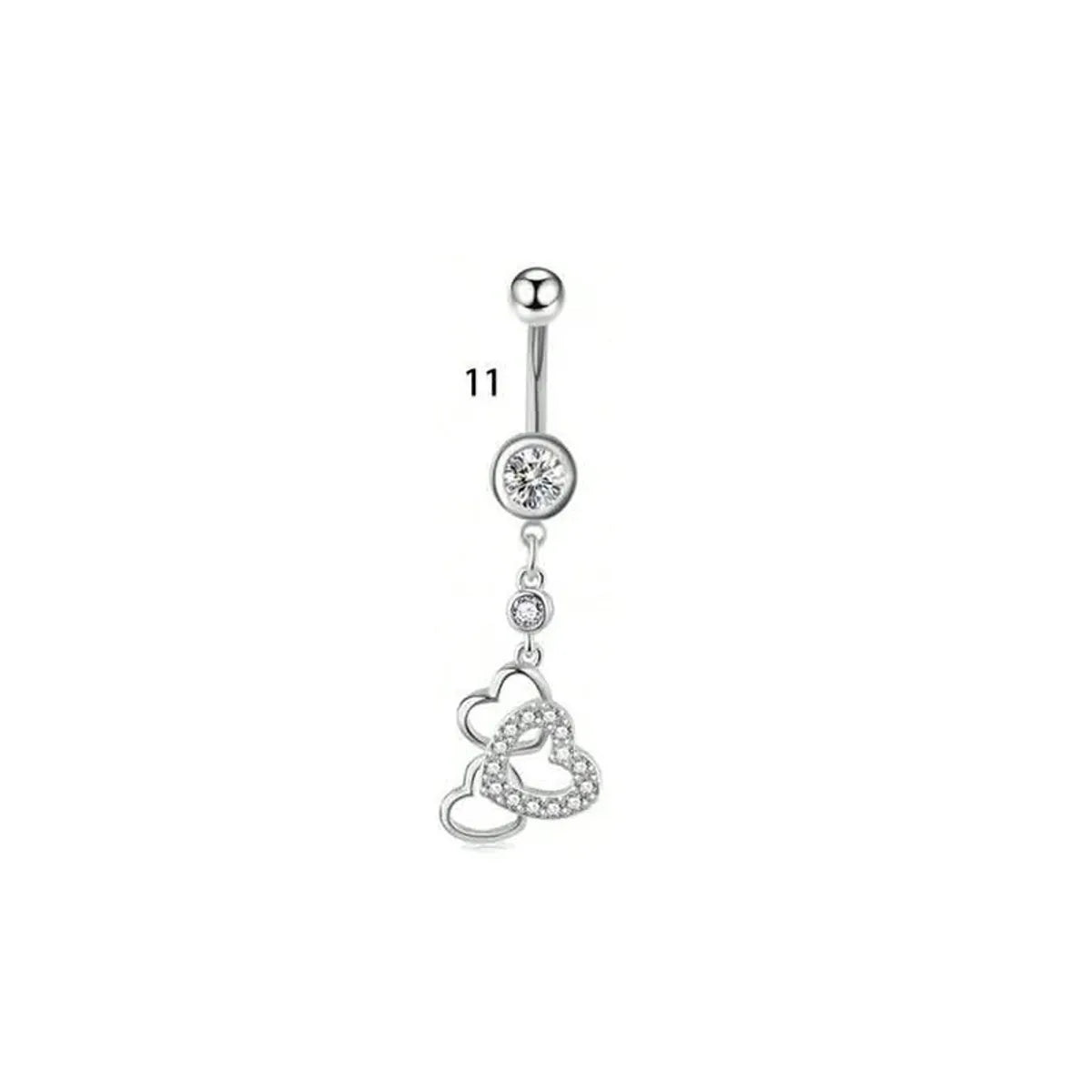 1 Piece Belly Rings Simple Style Classic Style Solid Color 304 Stainless Steel Inlay Zircon Belly Rings