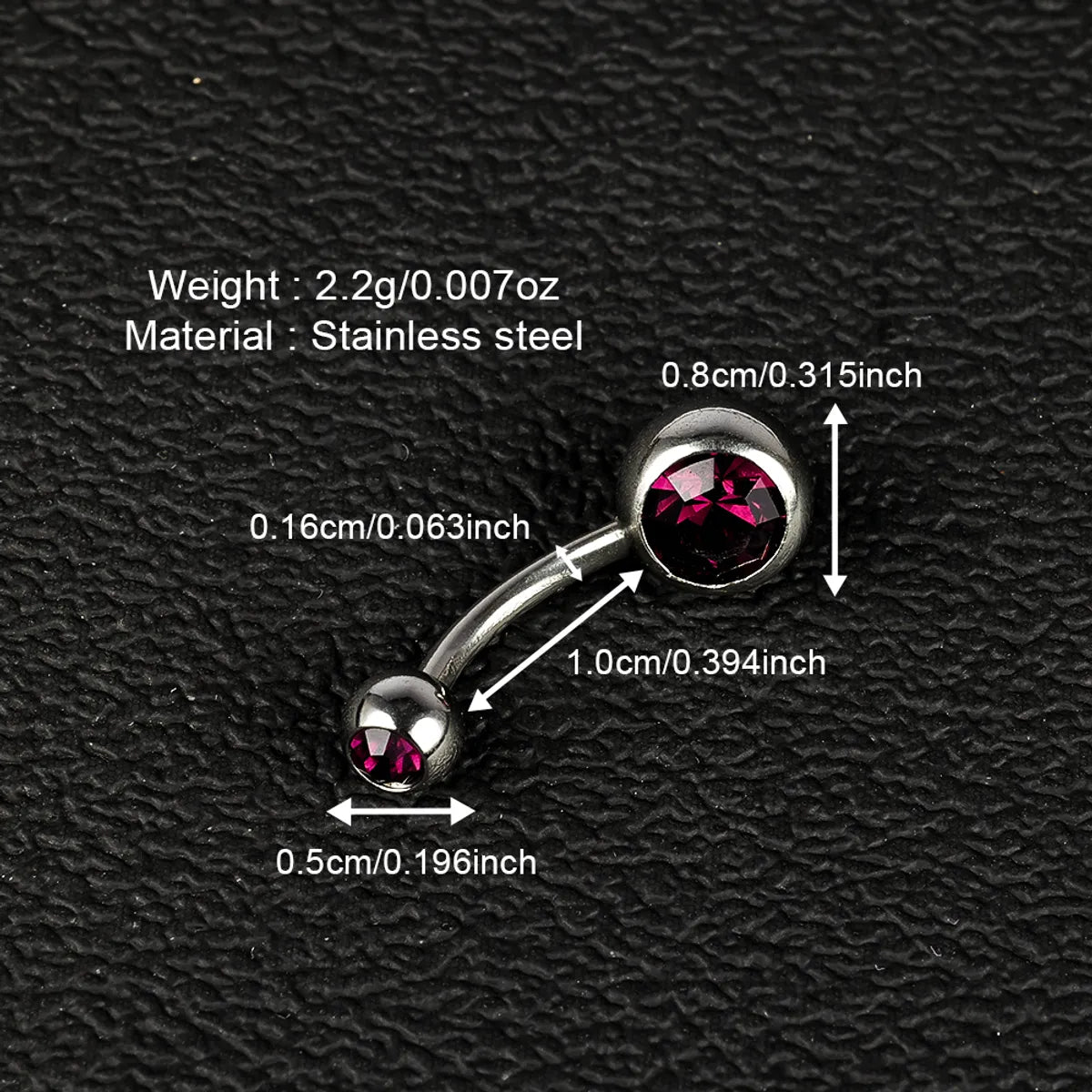 1 Piece Belly Rings Simple Style Color Block Stainless Steel Polishing Inlay Diamond Belly Rings