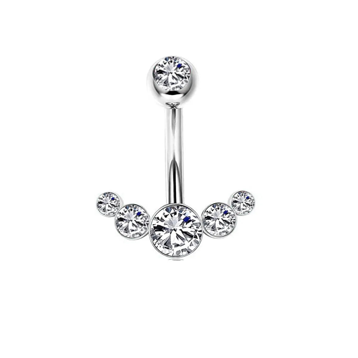 1 Piece Belly Rings Simple Style Heart Shape 316 Stainless Steel  Inlay Rhinestones