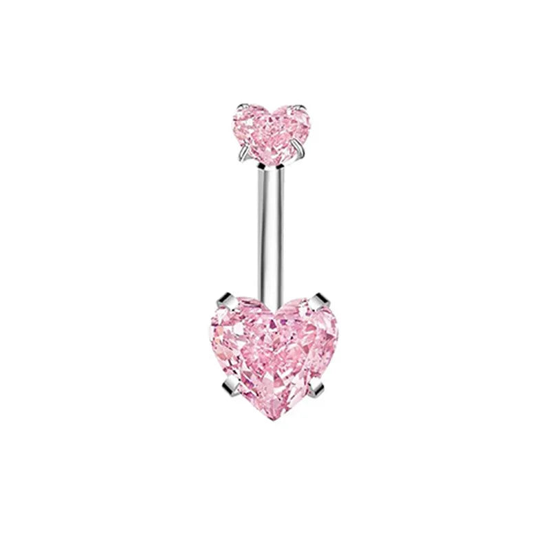 1 Piece Belly Rings Simple Style Heart Shape 316 Stainless Steel  Inlay Zircon Belly Rings