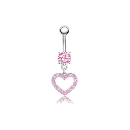 1 Piece Belly Rings Simple Style Heart Shape 316 Stainless Steel  Inlay Zircon