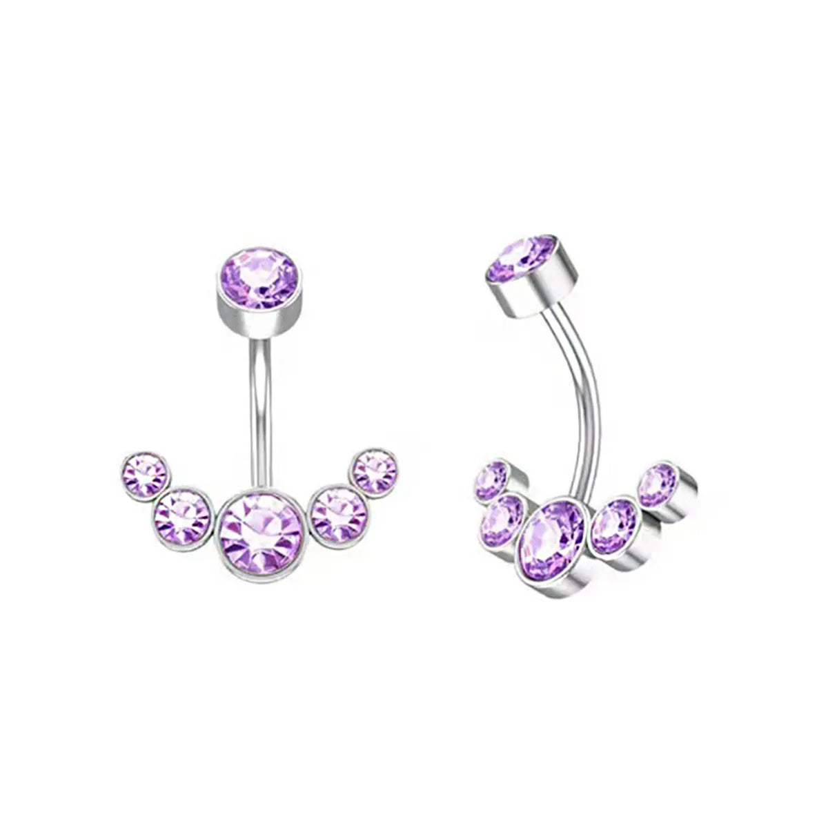 1 Piece Belly Rings Simple Style Round Stainless Steel Inlay Zircon