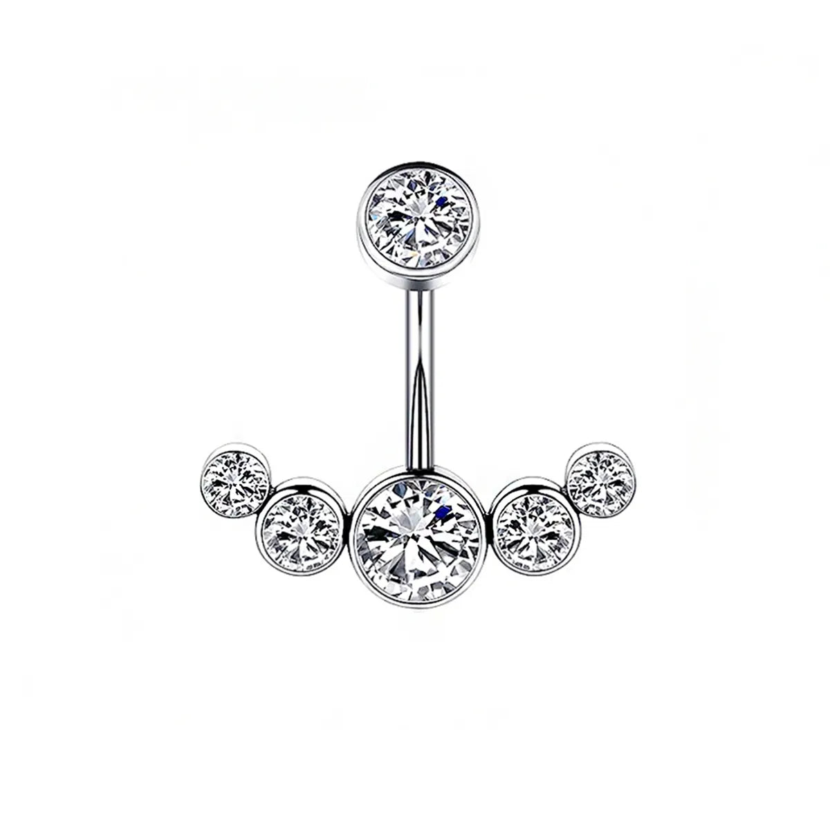 1 Piece Belly Rings Simple Style Round Stainless Steel Inlay Zircon