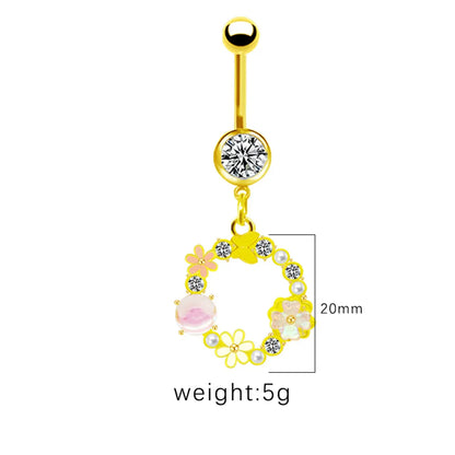 1 Piece Belly Rings Simple Style Shiny Star Heart Shape Wings Stainless Steel Alloy Copper Hollow Out Inlay Rhinestones Glass Zircon Gold Plated