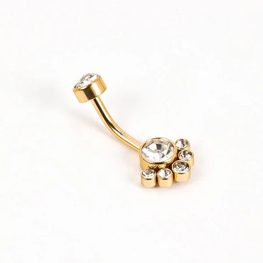 1 Piece Belly Rings Simple Style Solid Color 302 Stainless Steel 316 Stainless Steel  Polishing Plating Inlay Diamond 18K Gold Plated Belly Rings