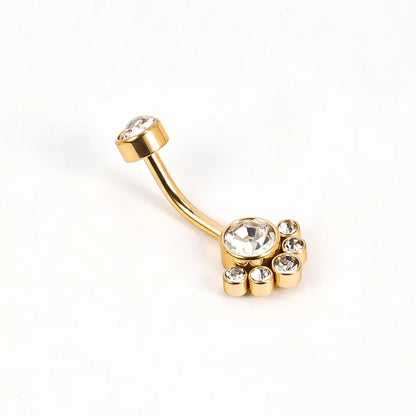 1 Piece Belly Rings Simple Style Solid Color 302 Stainless Steel 316 Stainless Steel  Polishing Plating Inlay Diamond 18K Gold Plated Belly Rings