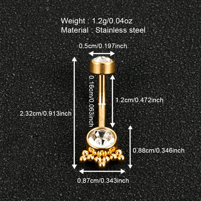 1 Piece Belly Rings Simple Style Solid Color 302 Stainless Steel 316 Stainless Steel  Polishing Plating Inlay Diamond 18K Gold Plated Belly Rings