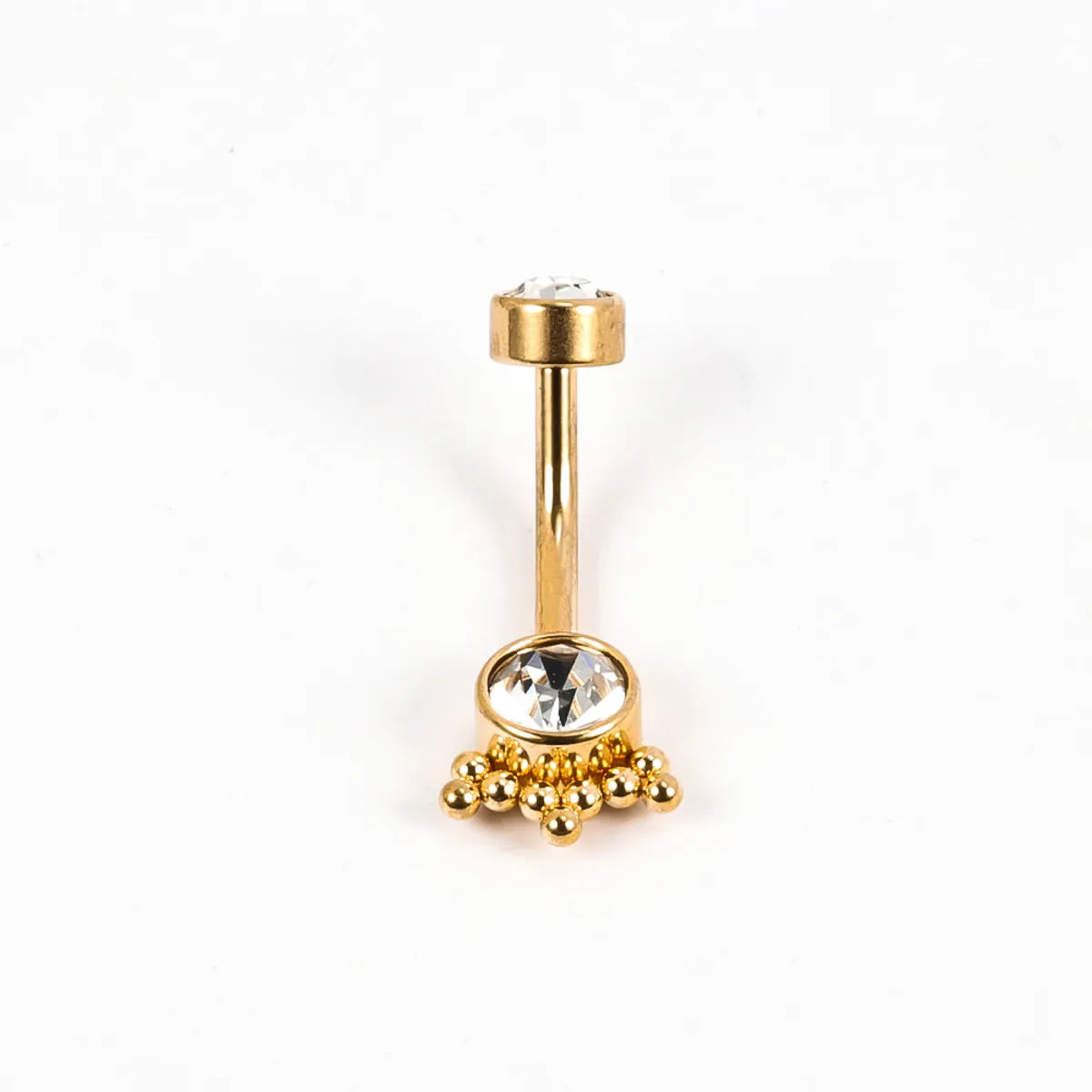 1 Piece Belly Rings Simple Style Solid Color 302 Stainless Steel 316 Stainless Steel  Polishing Plating Inlay Diamond 18K Gold Plated Belly Rings