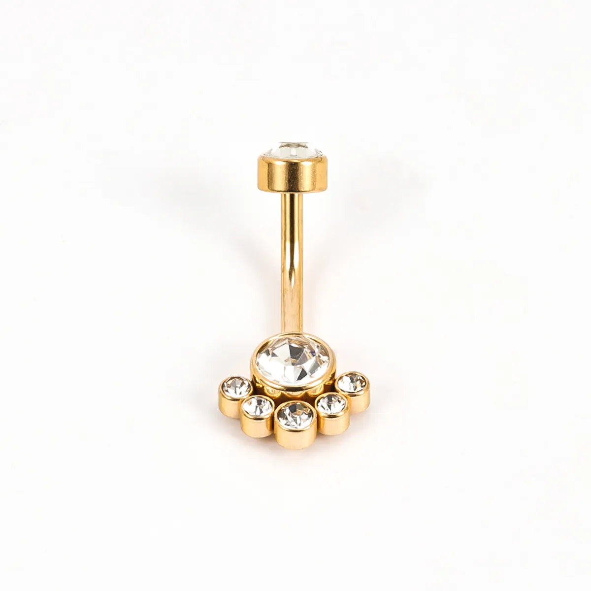 1 Piece Belly Rings Simple Style Solid Color 302 Stainless Steel 316 Stainless Steel  Polishing Plating Inlay Diamond 18K Gold Plated Belly Rings