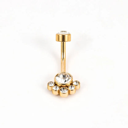 1 Piece Belly Rings Simple Style Solid Color 302 Stainless Steel 316 Stainless Steel  Polishing Plating Inlay Diamond 18K Gold Plated Belly Rings