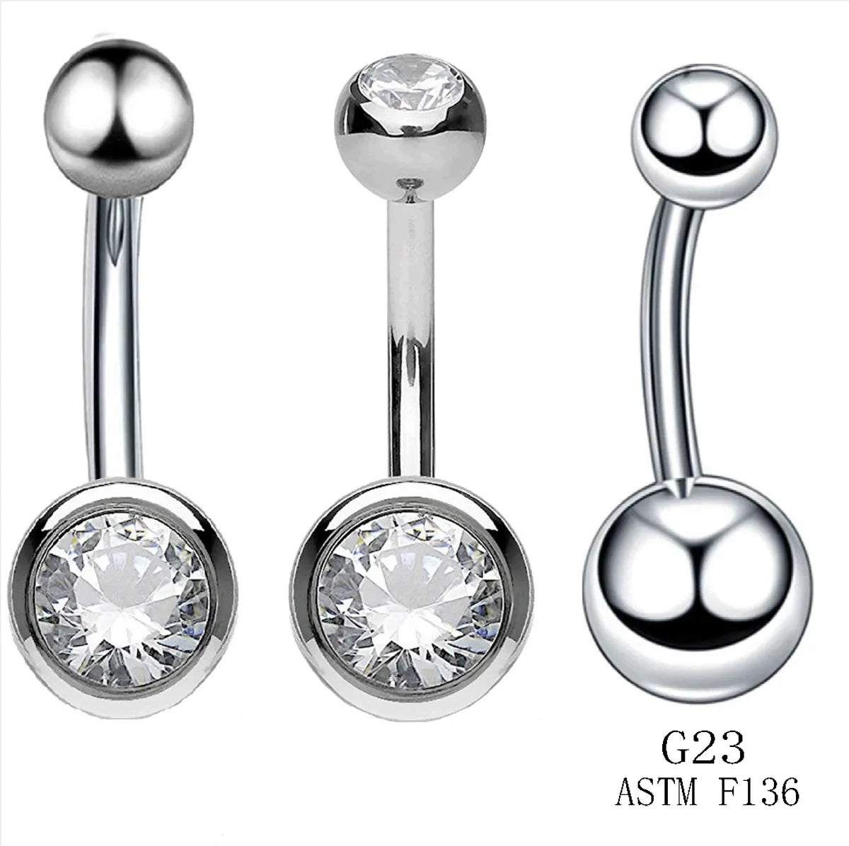 1 Piece Belly Rings Simple Style Solid Color Pure Titanium Belly Rings