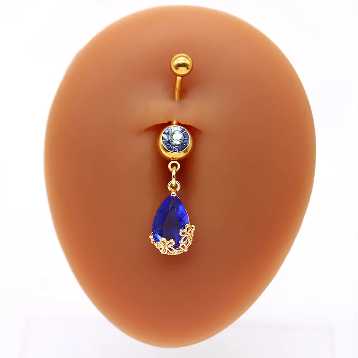 1 Piece Belly Rings Sweet Pastoral Water Droplets Rose Flower Stainless Steel Alloy Inlay Acrylic Rhinestones White Gold Plated Gold Plated