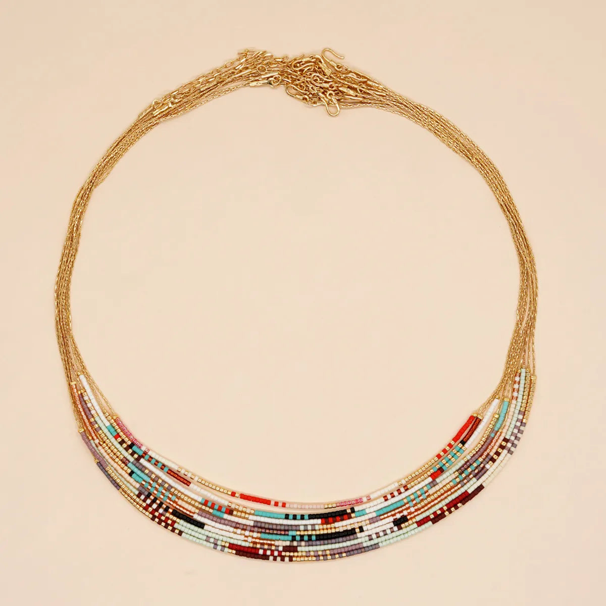 Bohemian Colorful Glass Irregular Beaded Women's Necklace