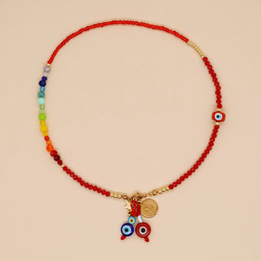 Bohemian Devil's Eye Artificial Crystal Glass Beaded Women's Necklace