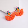 1 Piece Bohemian Flower Tassel Plating Inlay Alloy Plastic Metal Resin Gold Plated Drop Earrings