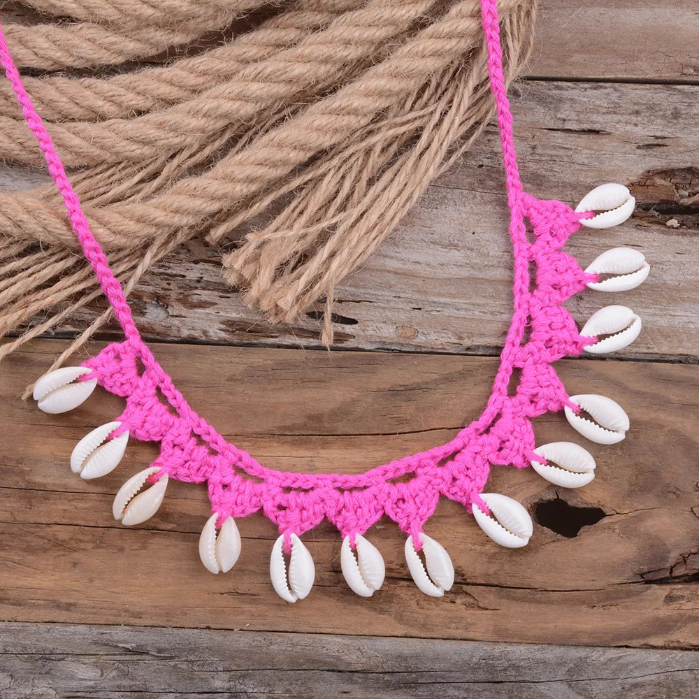 Bohemian Water Droplets Shell Braid Women'S Choker