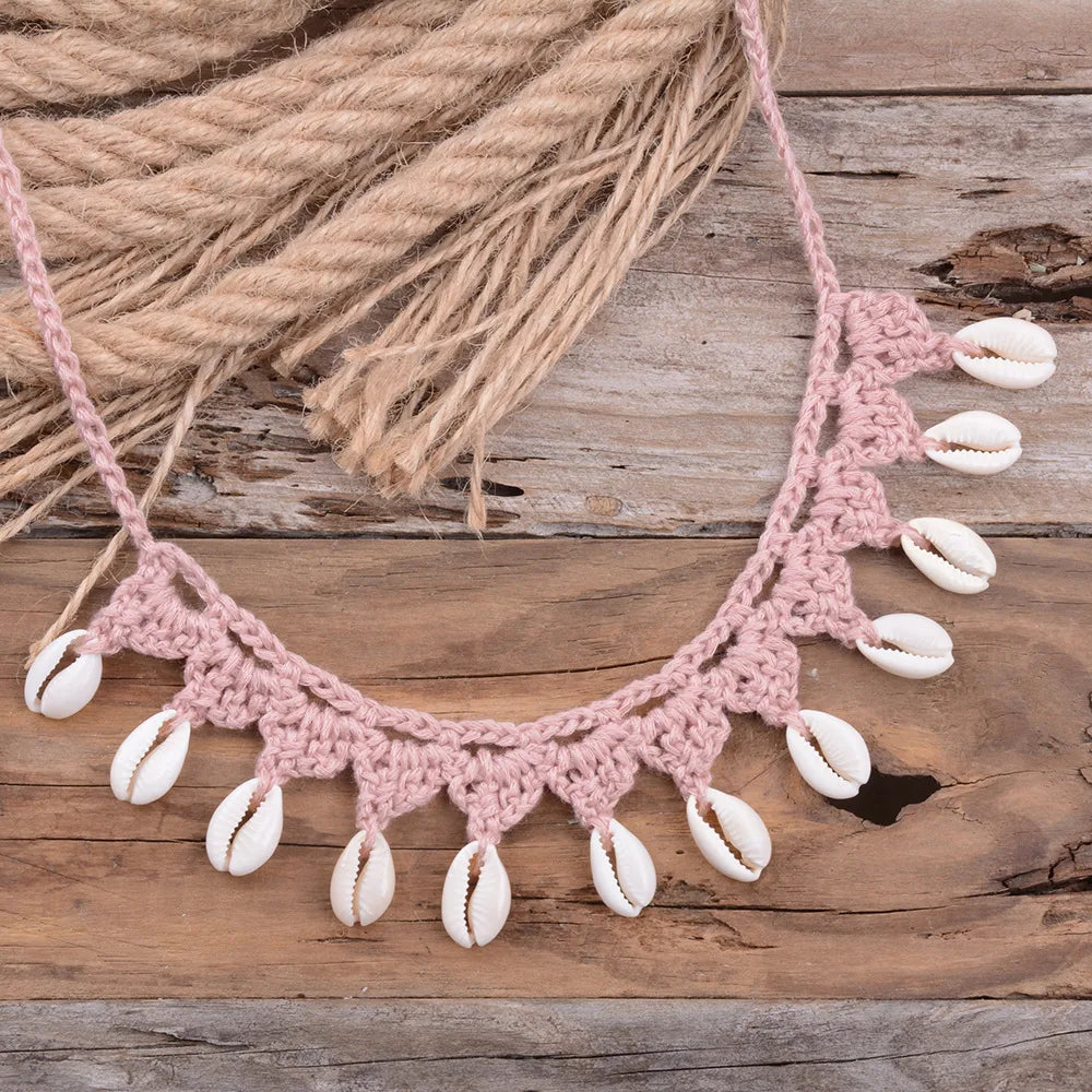 Bohemian Water Droplets Shell Braid Women'S Choker