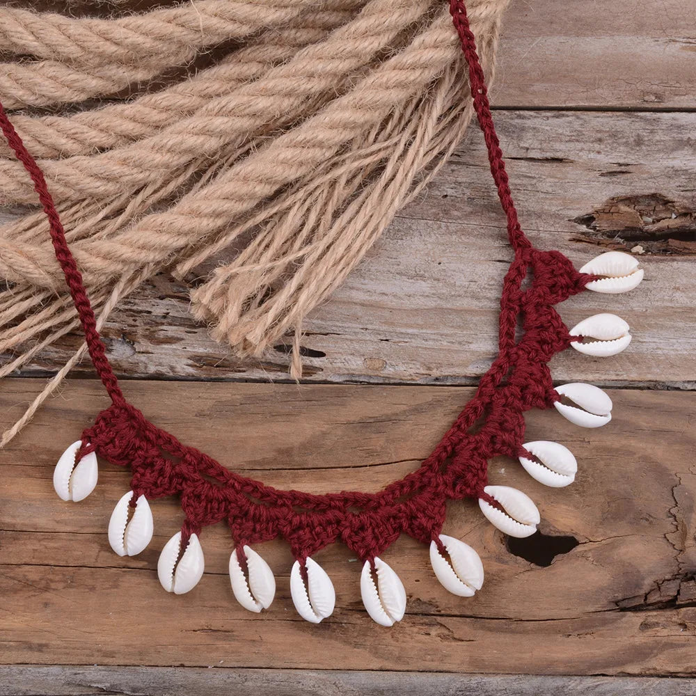 Bohemian Water Droplets Shell Braid Women'S Choker