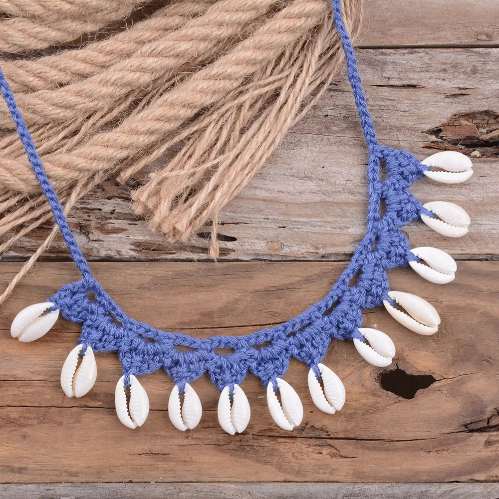 Bohemian Water Droplets Shell Braid Women'S Choker