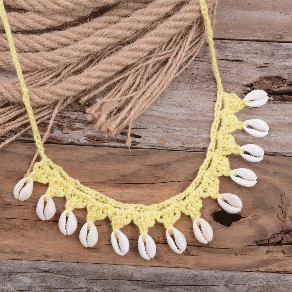 Bohemian Water Droplets Shell Braid Women'S Choker