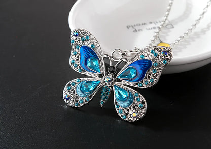 1 Piece Cartoon Style Butterfly Alloy Inlay Rhinestones Women's Necklace