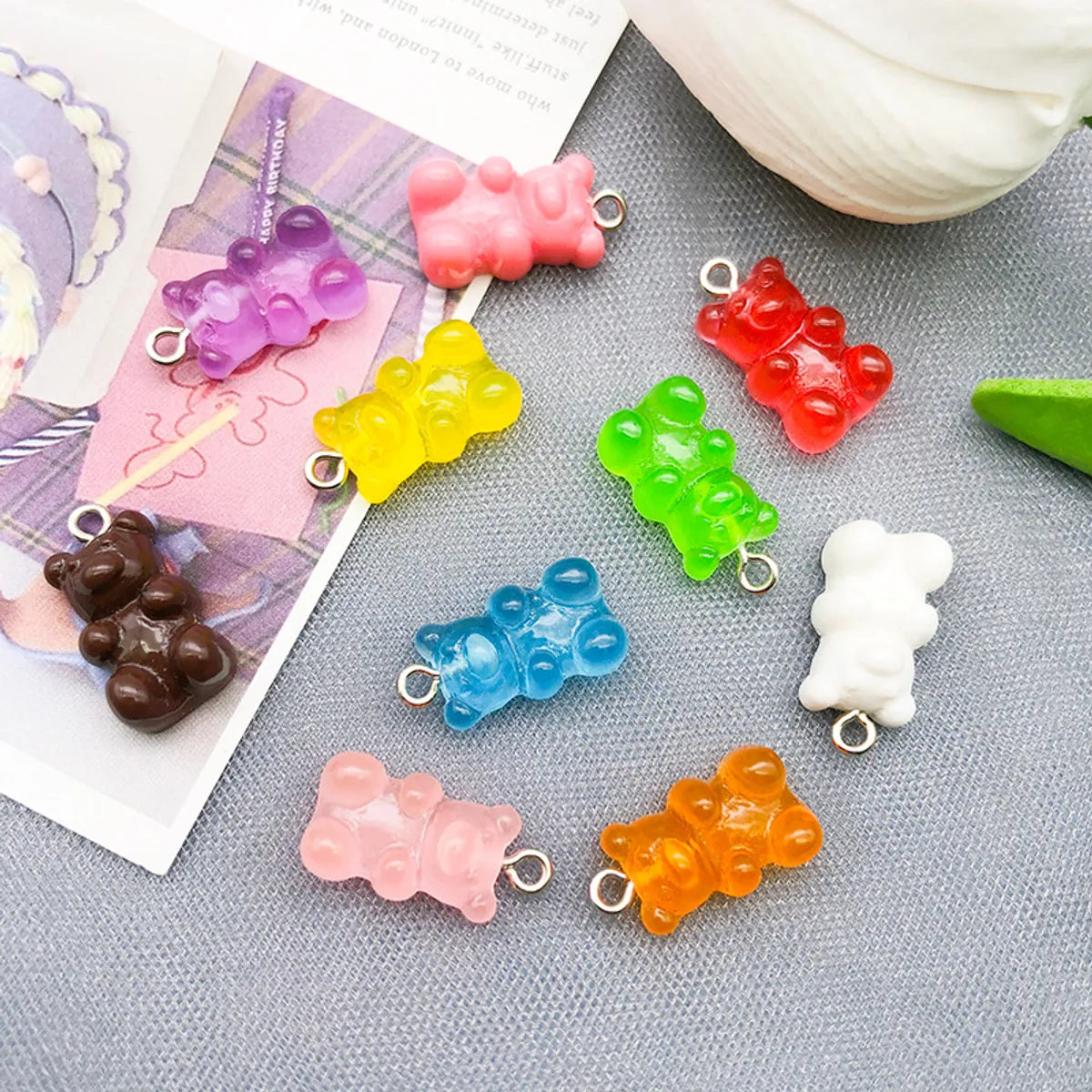 1 Piece Cartoon Style Cute Bear Alloy Resin Plating Pendant Jewelry Accessories