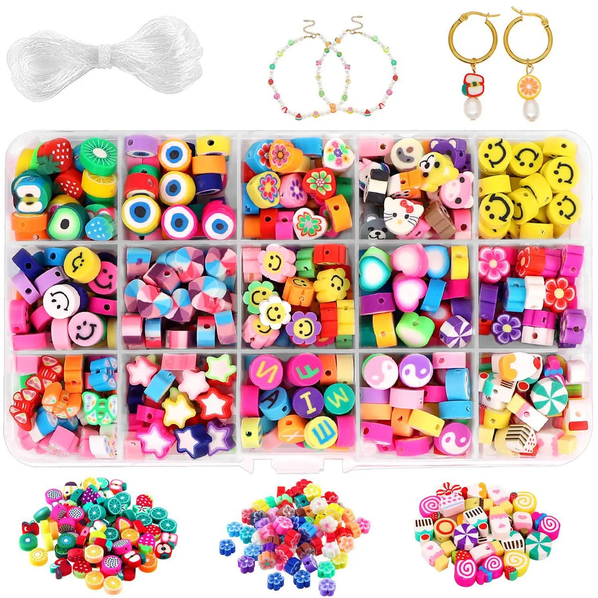 1 Set Soft Clay Geometric Beads Cartoon Style Cute