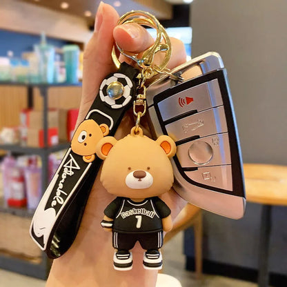 1 Piece Cartoon Style Letter Bear Pvc Hardware Patchwork Unisex Keychain