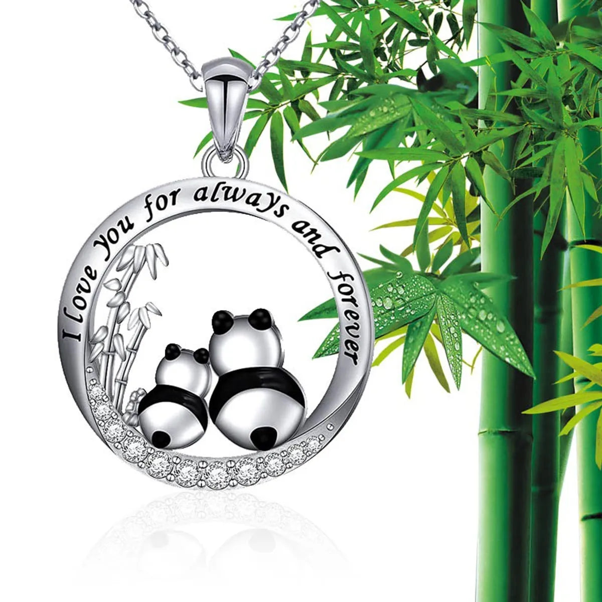 1 Piece Cartoon Style Panda Alloy Plating Rhinestones Women's Pendant Necklace