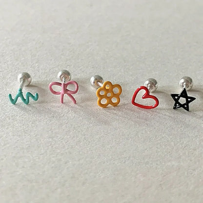 1 Piece Cartoon Style Star Heart Shape Bow Knot Alloy Ear Studs