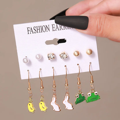 1 Piece Cartoon Style Sweet Animal Butterfly Fish Bone Enamel Plating Alloy Artificial Rhinestones Ear Studs Ear Hook